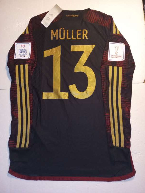 Thomas Muller Germany 2022 World Cup Match Slim Away Long Sleeve Soccer Jersey