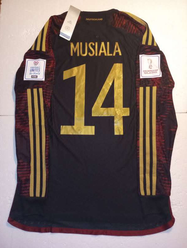 Jamal Musiala Germany 2022 World Cup Match Slim Away Long Sleeve Soccer Jersey