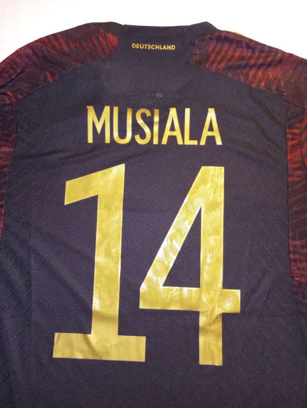 Jamal Musiala Germany 2022 World Cup Match Slim Away Long Sleeve Soccer Jersey