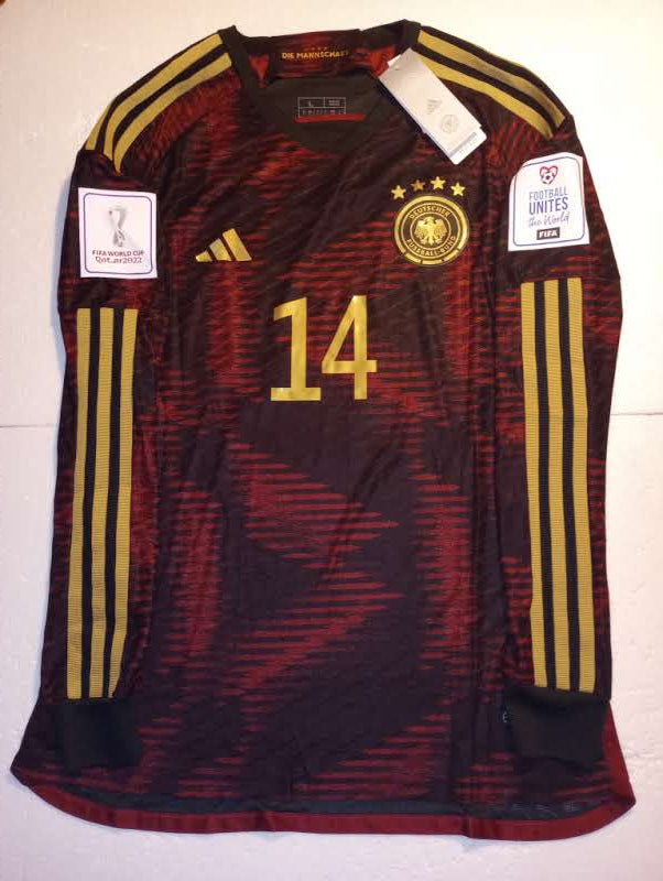 Jamal Musiala Germany 2022 World Cup Match Slim Away Long Sleeve Soccer Jersey