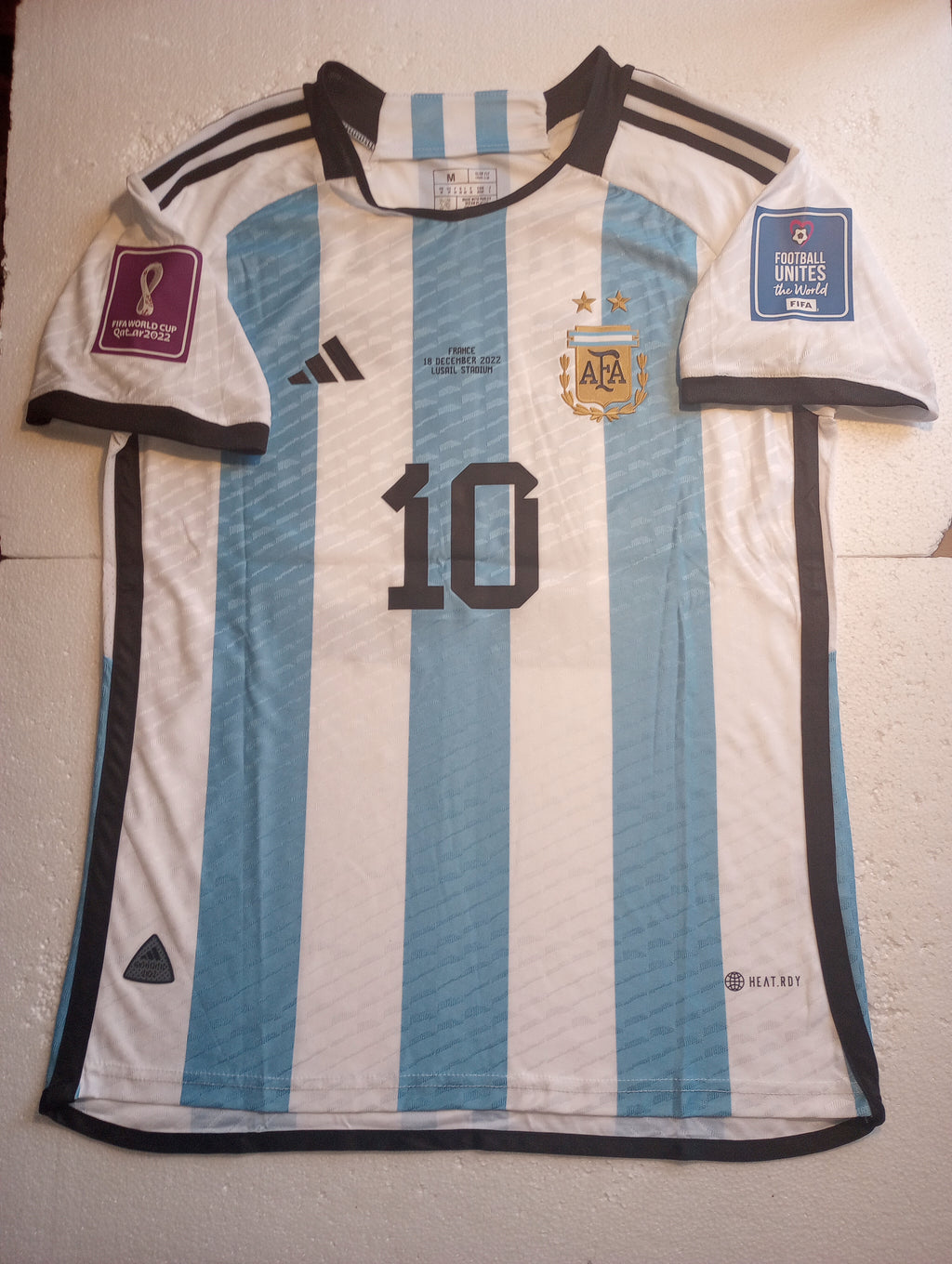 Lionel Messi Argentina 2022 World Cup Final Match Home Soccer Jersey 2022-2023