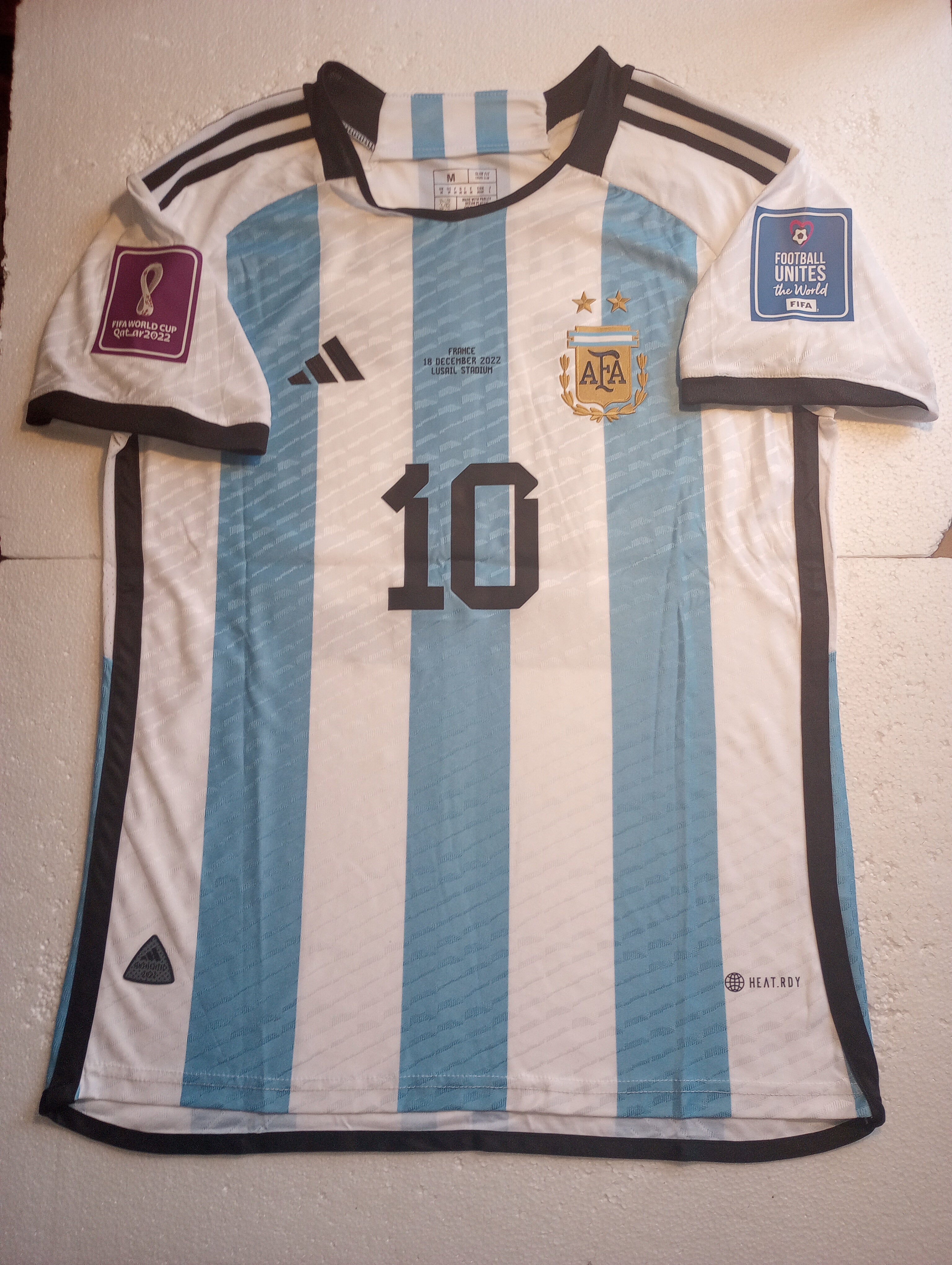 Lionel Messi Argentina 2022 World Cup Final Match Home Soccer Jersey 2022-2023