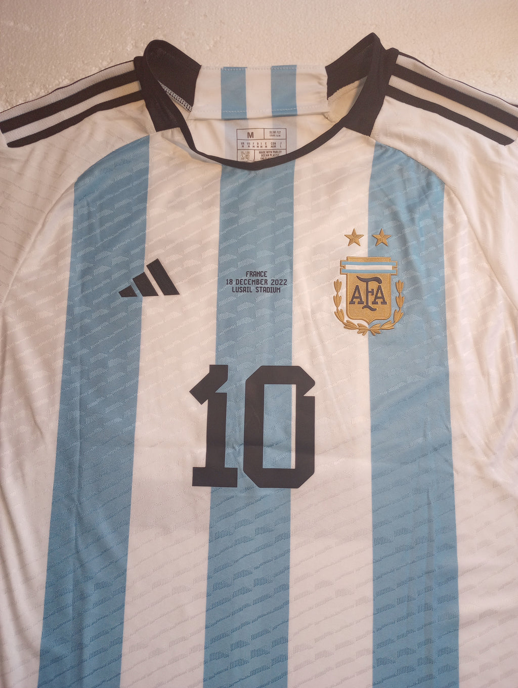 Lionel Messi Argentina 2022 World Cup Final Match Home Soccer Jersey 2022-2023