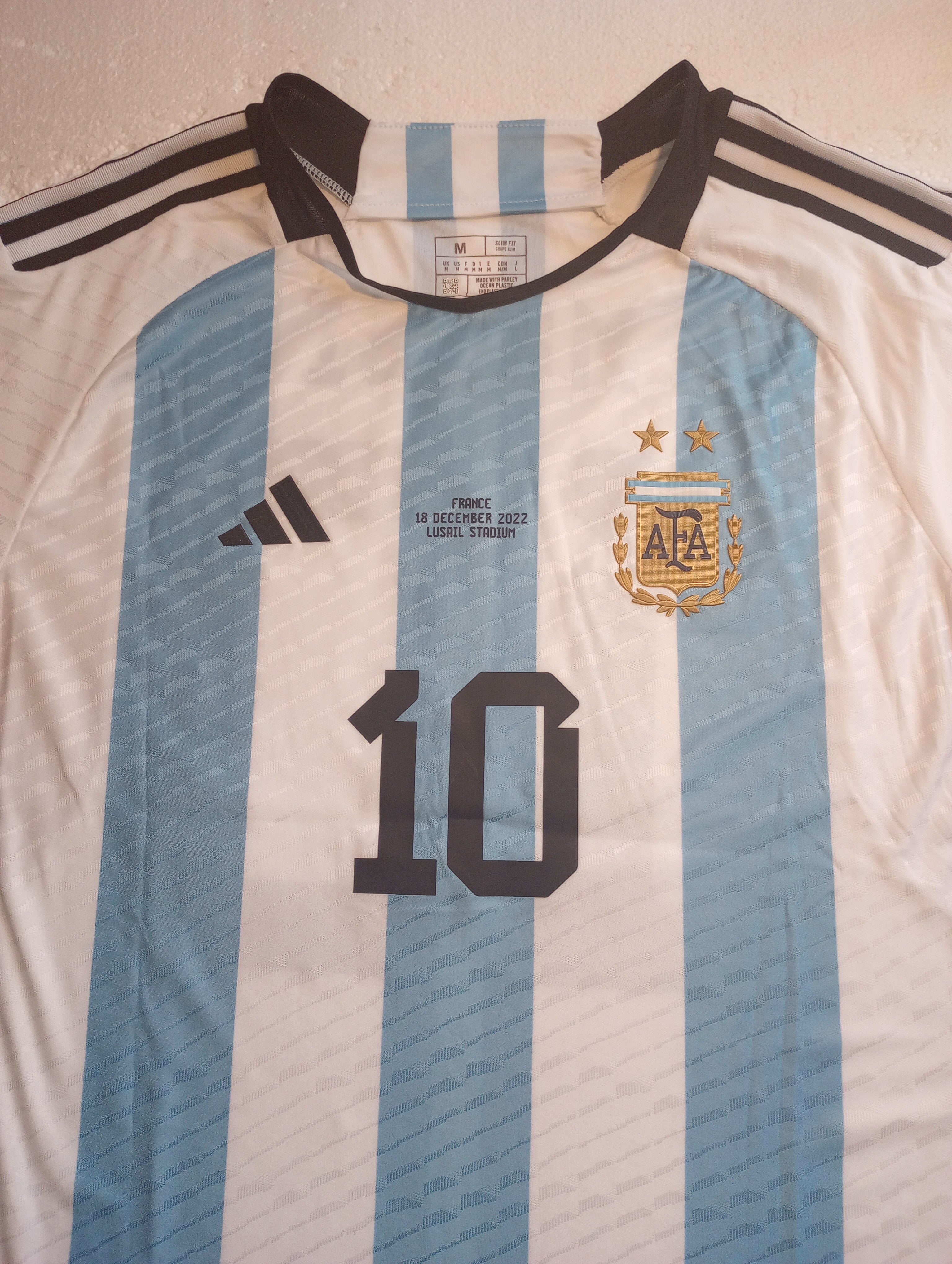 Lionel Messi Argentina 2022 World Cup Final Match Home Soccer Jersey 2022-2023