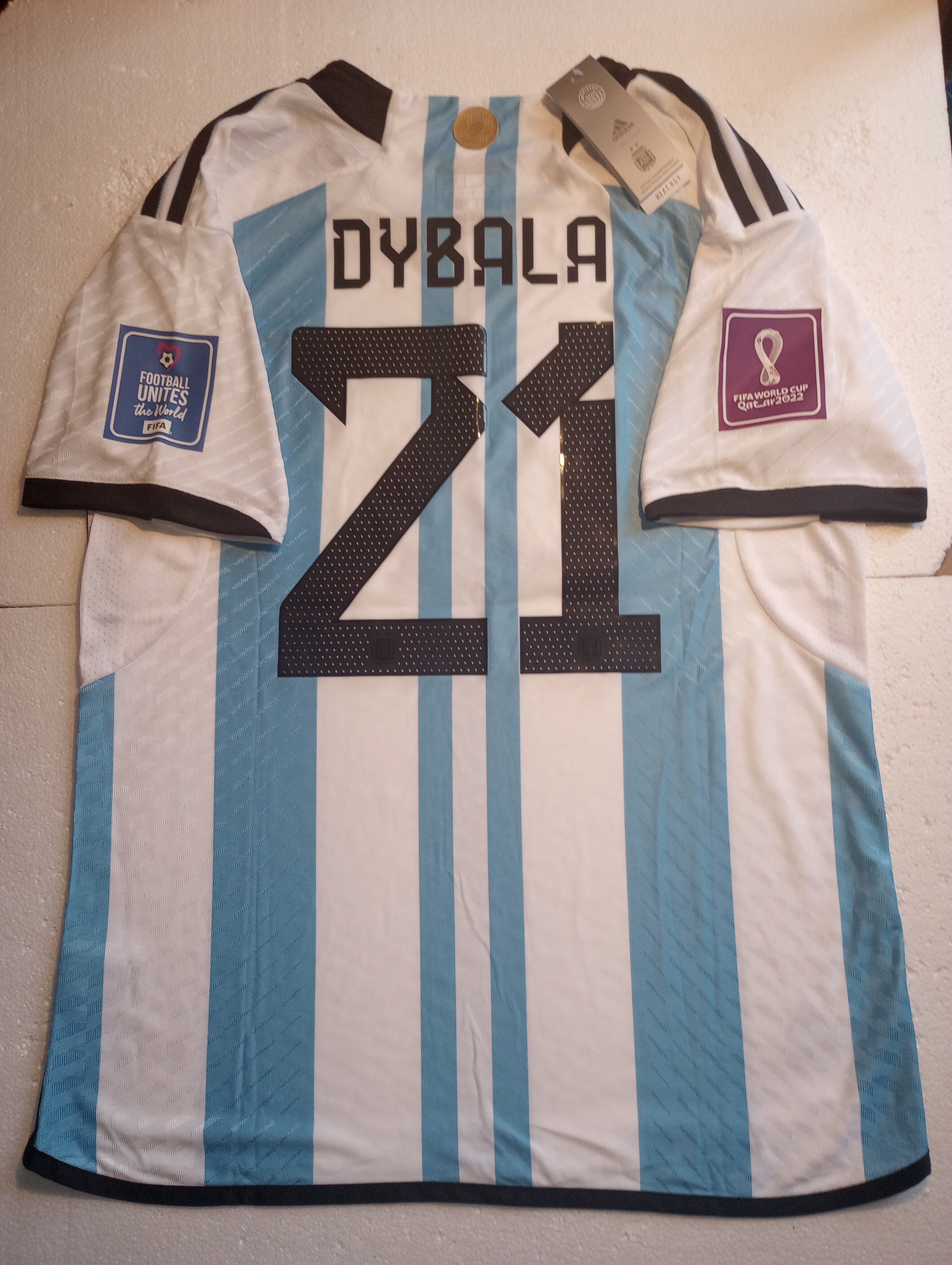 Paulo Dybala Argentina 2022 World Cup Final Match Home Soccer Jersey 2022-2023