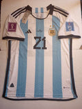 Paulo Dybala Argentina 2022 World Cup Final Match Home Soccer Jersey 2022-2023