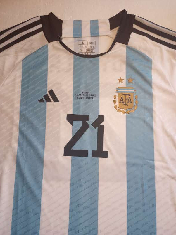 Paulo Dybala Argentina 2022 World Cup Final Match Home Soccer Jersey 2022-2023