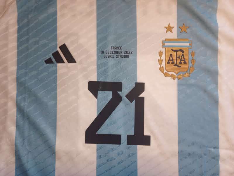 Paulo Dybala Argentina 2022 World Cup Final Match Home Soccer Jersey 2022-2023
