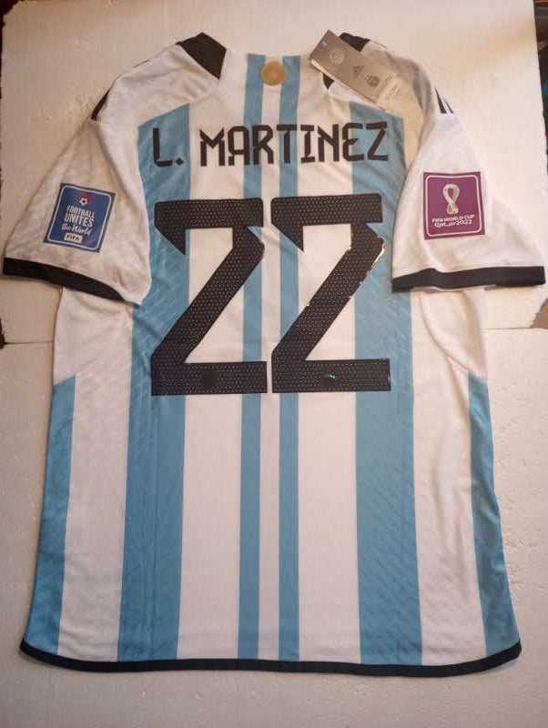Lautaro Martinez #22 Argentina 2022 World Cup Final Home Soccer Jersey 2022-2023