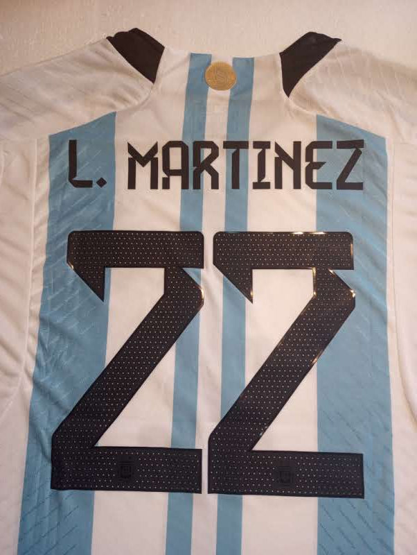Lautaro Martinez #22 Argentina 2022 World Cup Final Home Soccer Jersey 2022-2023