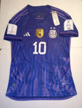 Lionel Messi Argentina 2022 World Cup Qatar Match Slim 2 Star Away Soccer Jersey