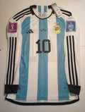 Lionel Messi Argentina 2022 World Cup Final Match Home Long Sleeve Soccer Jersey