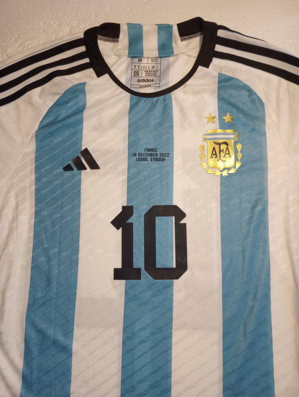 Lionel Messi Argentina 2022 World Cup Final Match Home Long Sleeve Soccer Jersey