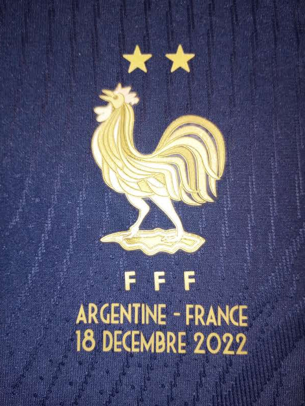Kylian Mbappe France 2022 World Cup Final Match Home Long Sleeve Soccer Jersey