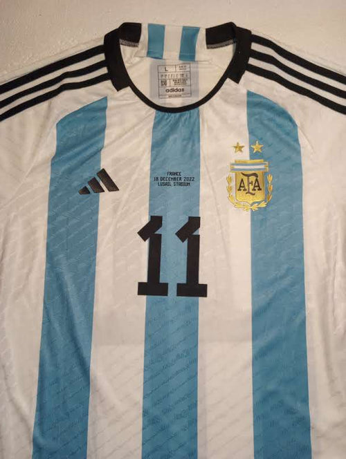 Angel Di Maria #11 Argentina 2022 World Cup Final Home Long Sleeve Soccer Jersey