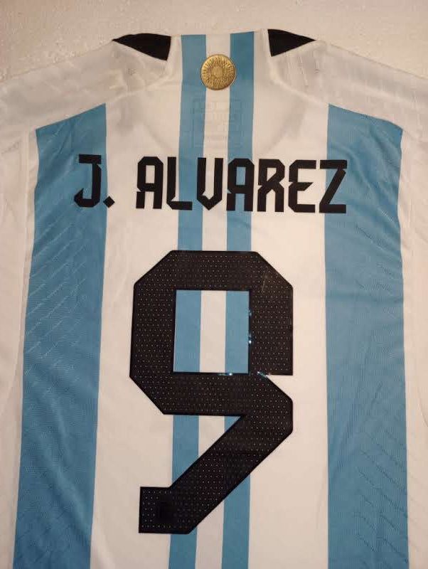Julian Alvarez #9 Argentina 2022 World Cup Final Home Long Sleeve Soccer Jersey