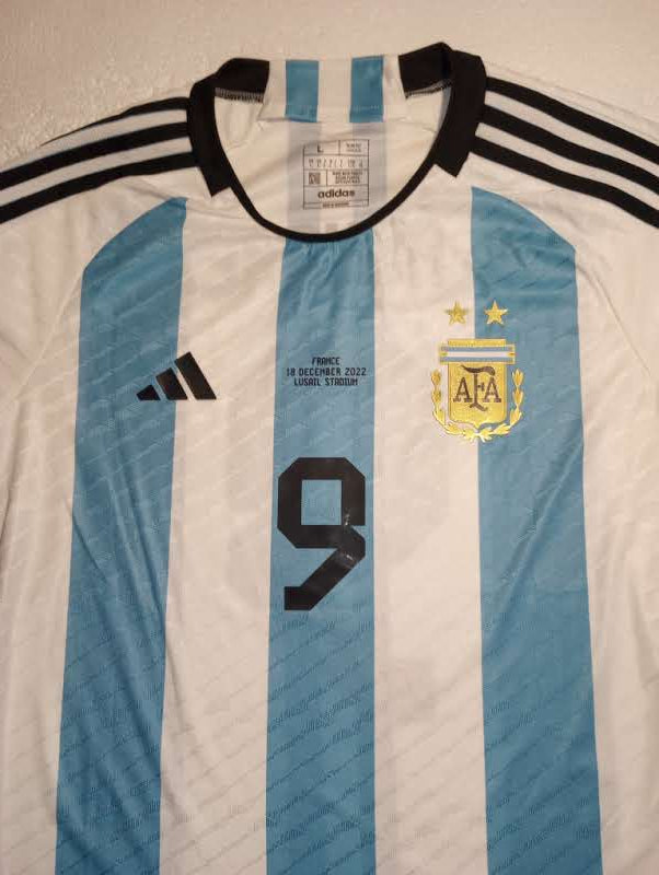 Julian Alvarez #9 Argentina 2022 World Cup Final Home Long Sleeve Soccer Jersey
