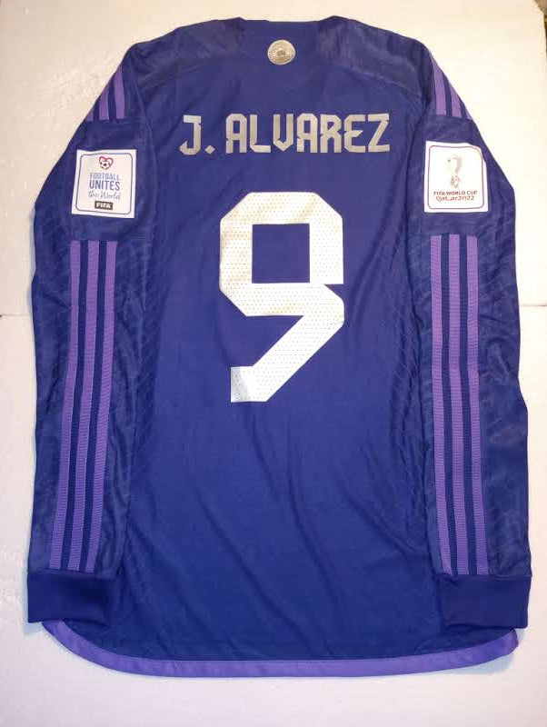 Julian Alvarez Argentina 2022 World Cup Match Away Long Sleeve Soccer Jersey