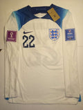 Jude Bellingham England 2022 World Cup Match Slim Home Long Sleeve Soccer Jersey
