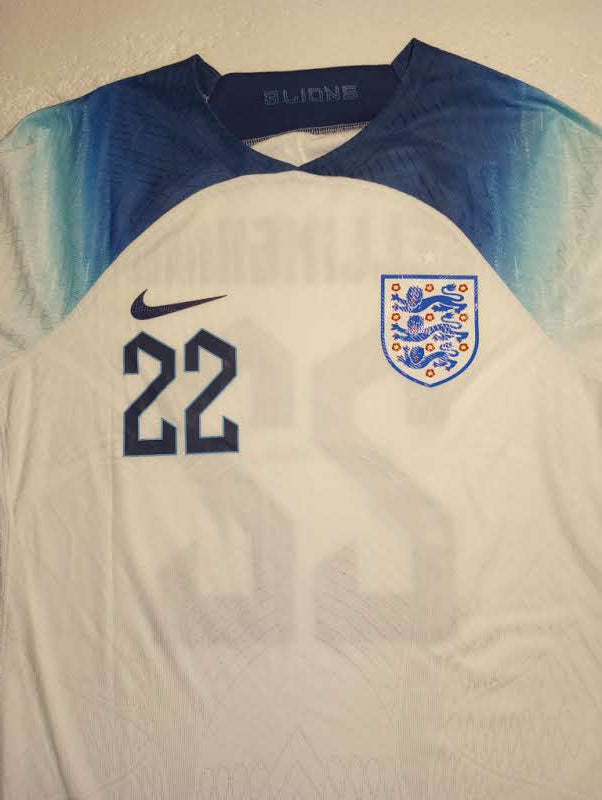 Jude Bellingham England 2022 World Cup Match Slim Home Long Sleeve Soccer Jersey
