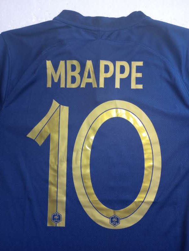 Kylian Mbappe France 2022 World Cup Qatar Final Stadium Blue Home Soccer Jersey