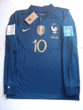 Kylian Mbappe France 2022 World Cup Final Stadium Home Long Sleeve Soccer Jersey