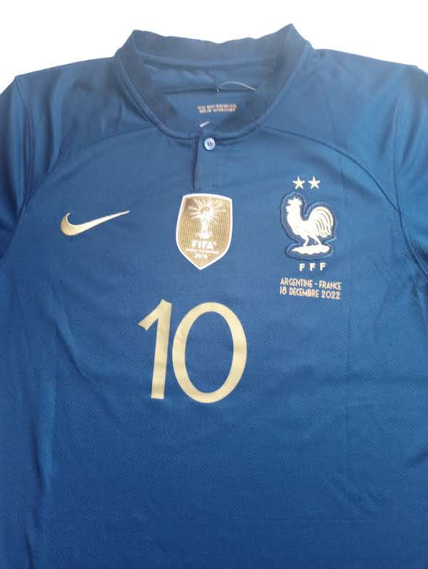 Kylian Mbappe France 2022 World Cup Qatar Final Stadium Blue Home Soccer Jersey