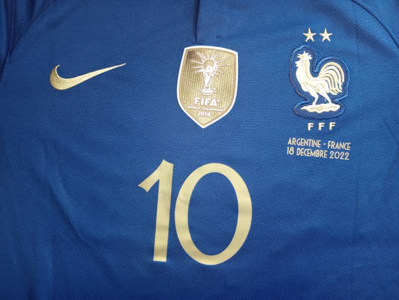 Kylian Mbappe France 2022 World Cup Final Stadium Home Long Sleeve Soccer Jersey