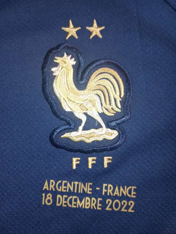 Kylian Mbappe France 2022 World Cup Final Stadium Home Long Sleeve Soccer Jersey