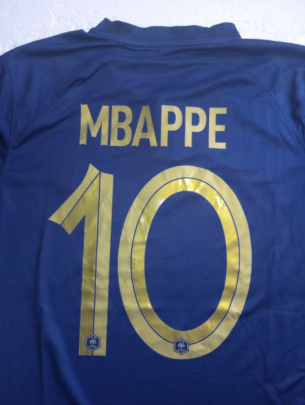 Kylian Mbappe France 2022 World Cup Final Stadium Home Long Sleeve Soccer Jersey