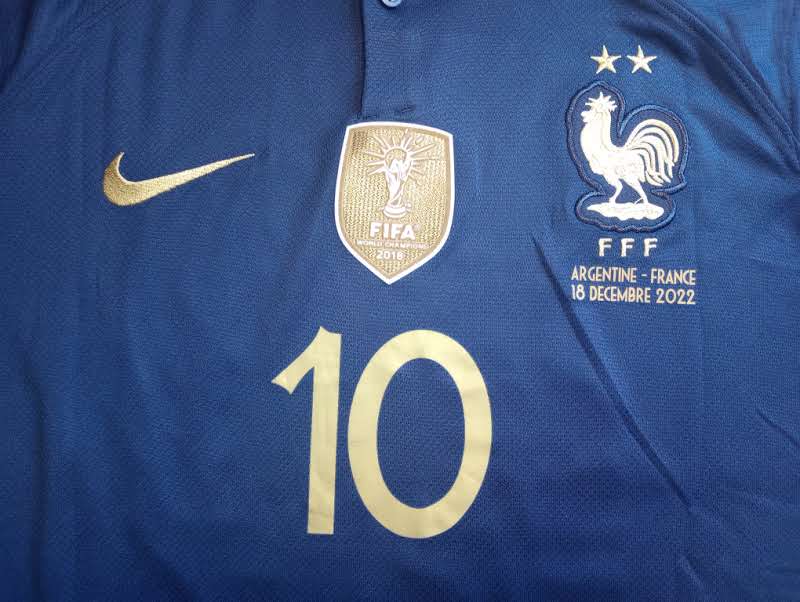 Kylian Mbappe France 2022 World Cup Qatar Final Stadium Blue Home Soccer Jersey