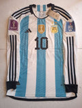 Lionel Messi Argentina World Cup Champions Match Home Long Sleeve Soccer Jersey