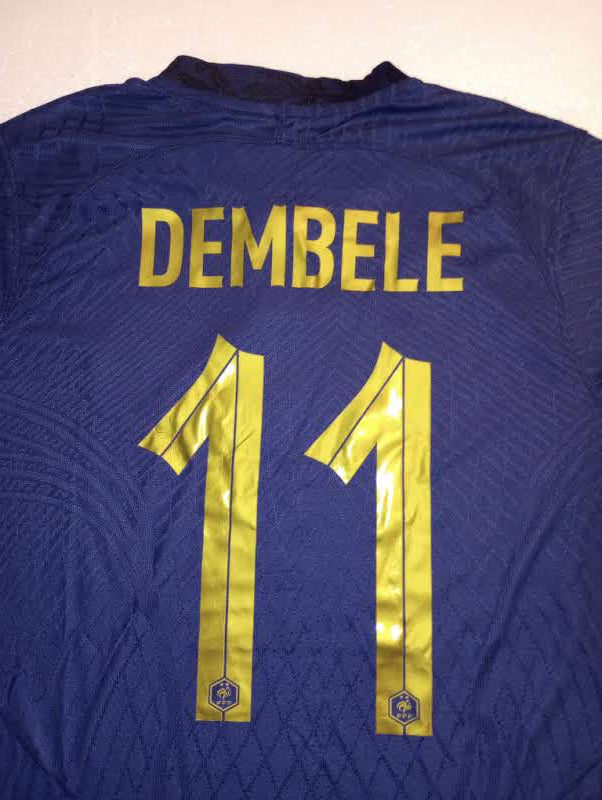 Ousmane Dembele France 2022 World Cup Qatar Match Slim Blue Home Soccer Jersey