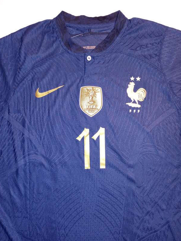 Ousmane Dembele France 2022 World Cup Qatar Match Slim Blue Home Soccer Jersey
