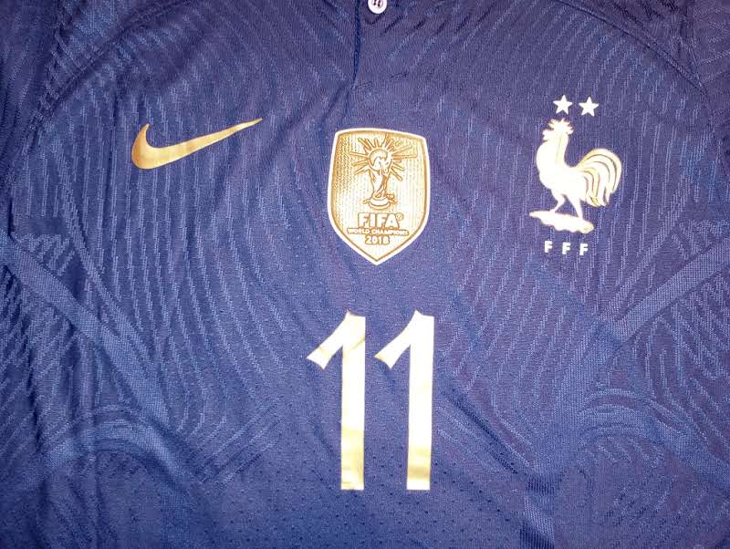 Ousmane Dembele France 2022 World Cup Qatar Match Slim Blue Home Soccer Jersey